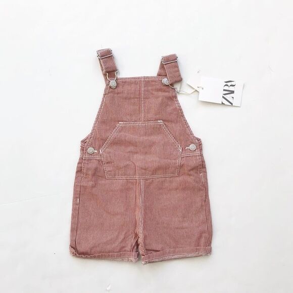 Zara NWT stripe short overalls 12-18m - Picture 1 of 3